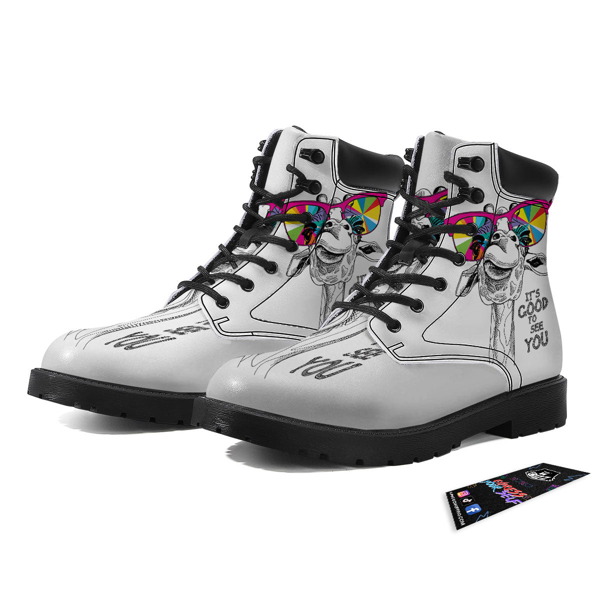 Giraffe Funny Print Boots-grizzshop