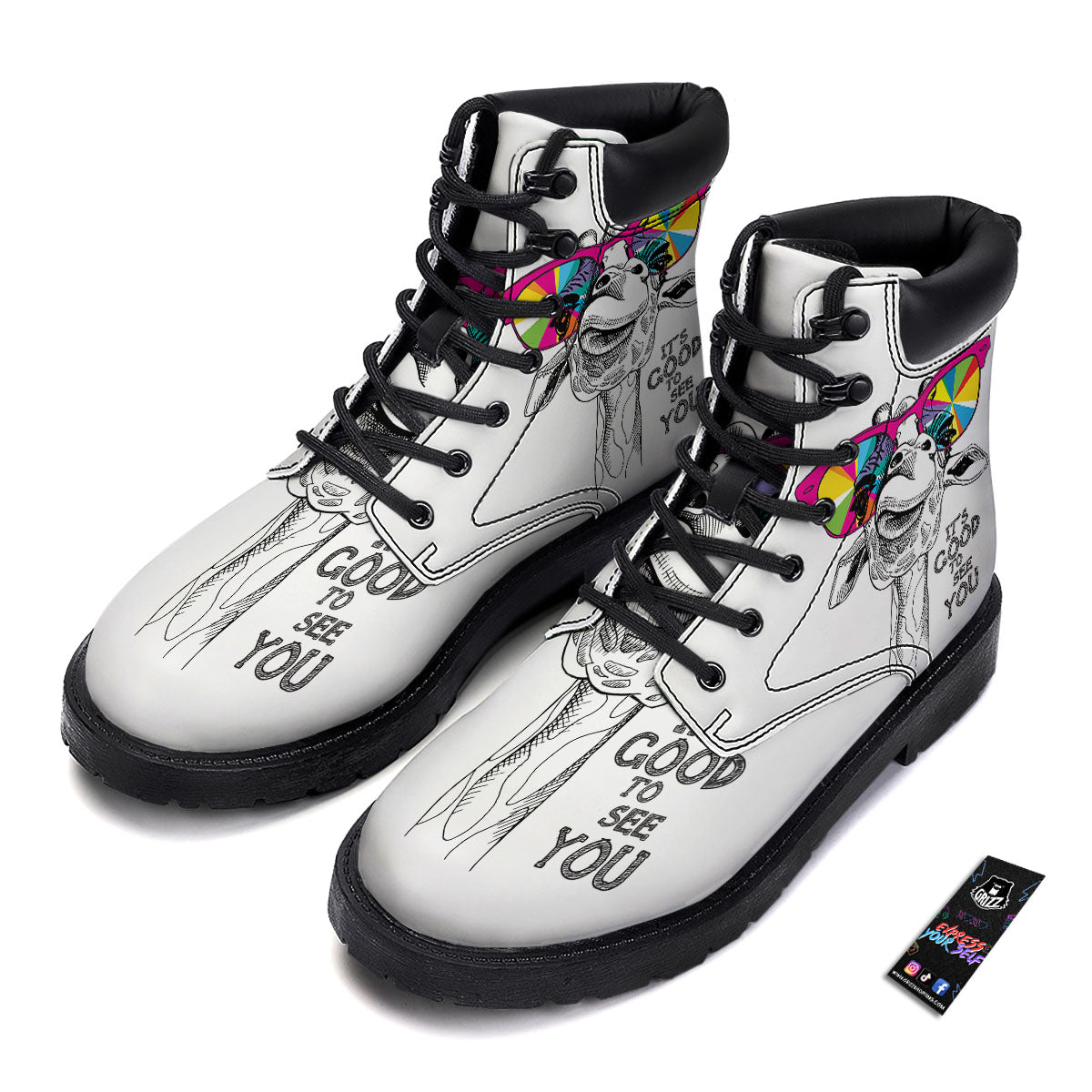 Giraffe Funny Print Boots-grizzshop