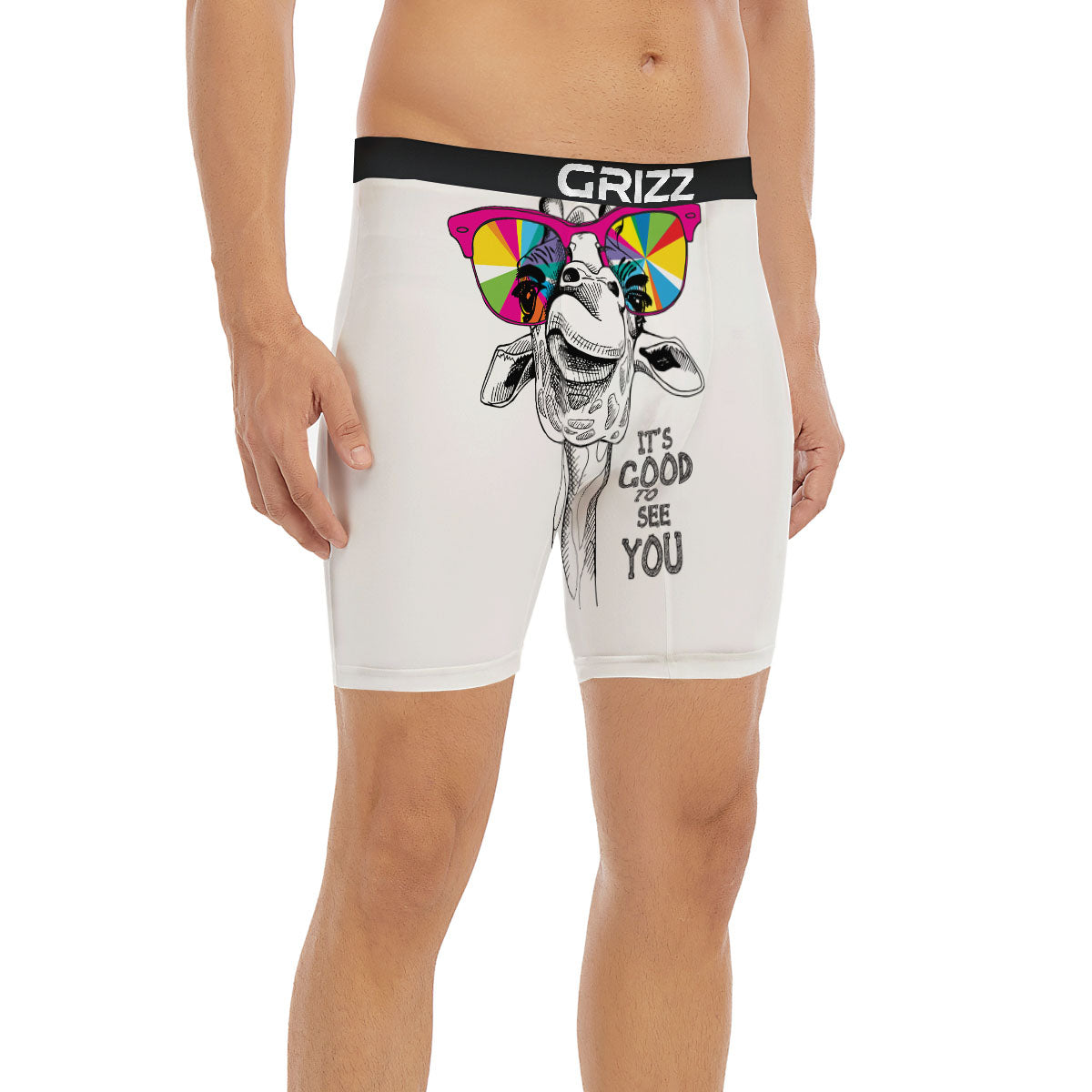 Giraffe Funny Print Boxer Briefs-grizzshop