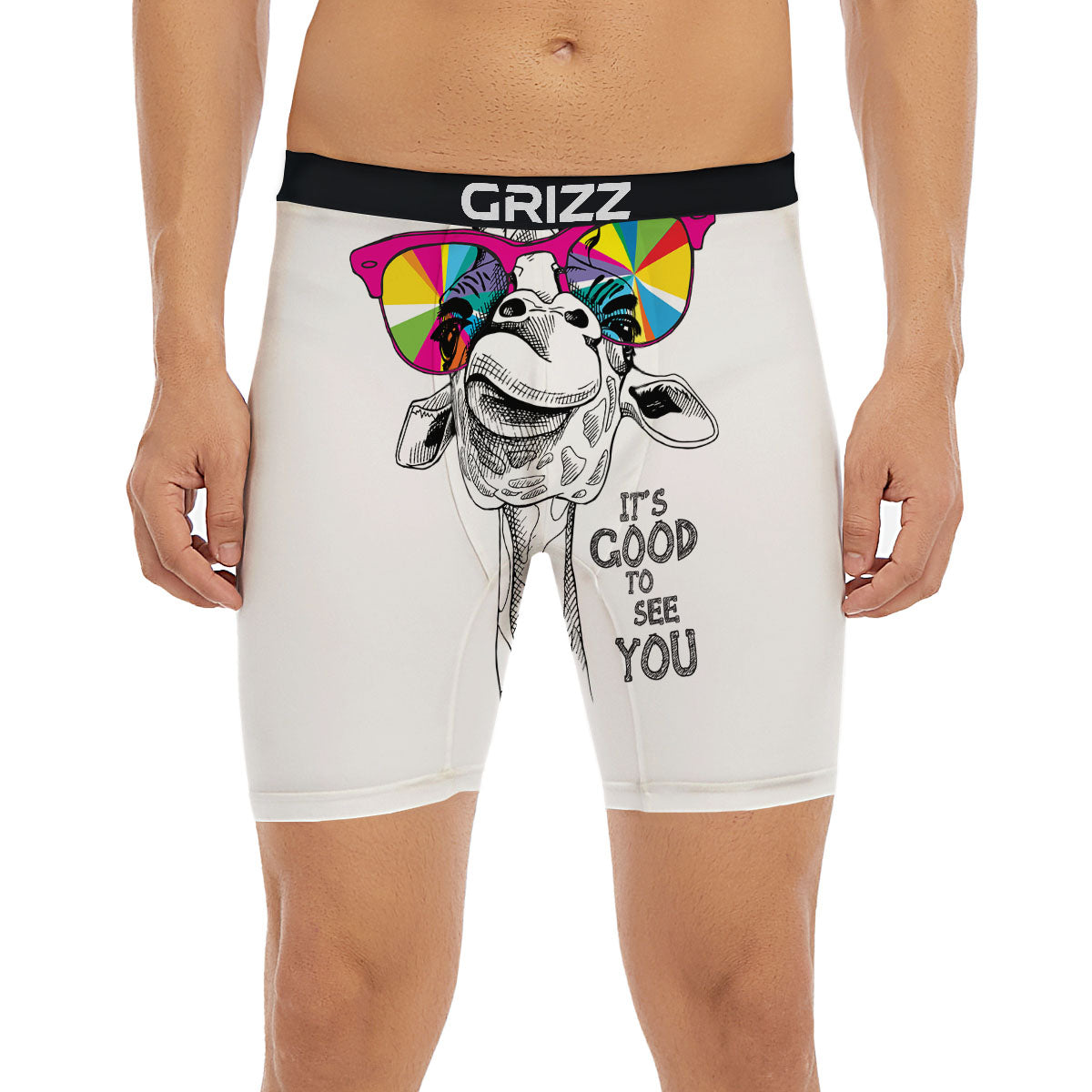 Giraffe Funny Print Boxer Briefs-grizzshop