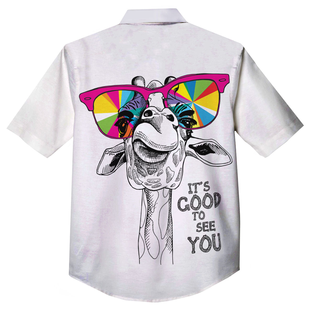 Giraffe Funny Print Button Up Shirt-grizzshop