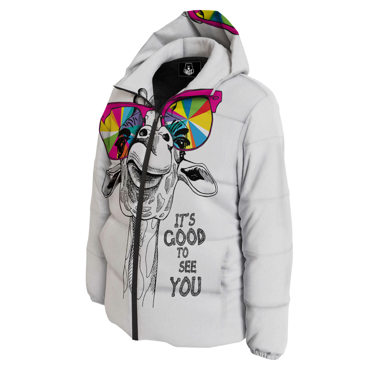Giraffe Funny Print Down Jacket-grizzshop