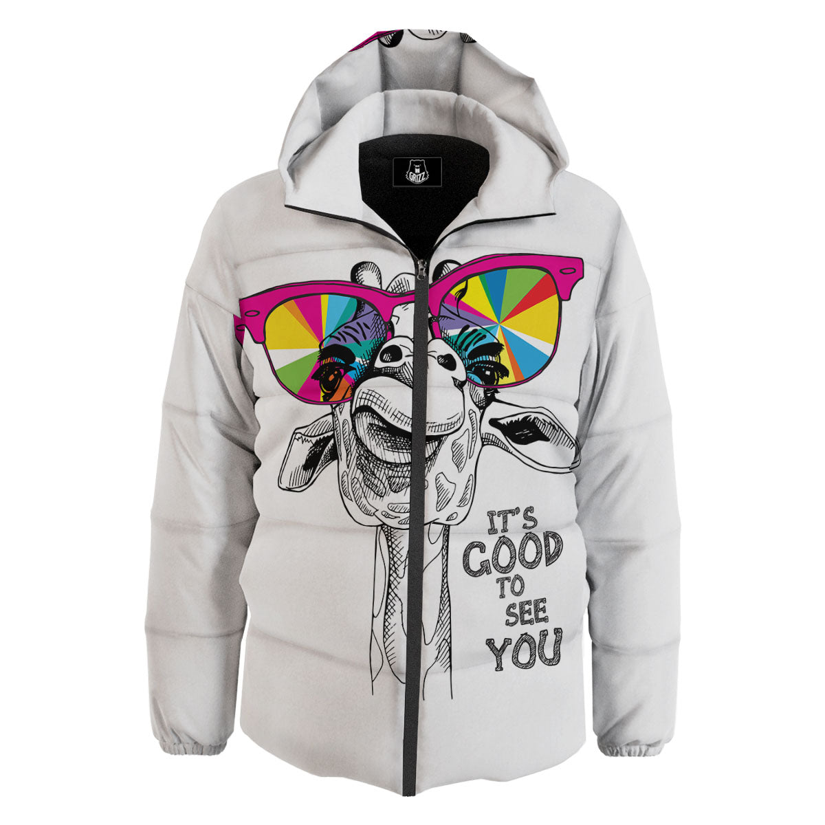 Giraffe Funny Print Down Jacket-grizzshop