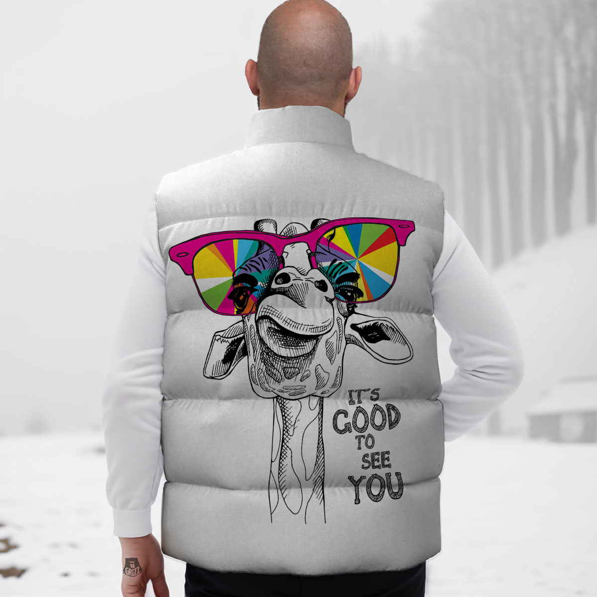 Giraffe Funny Print Down Vest