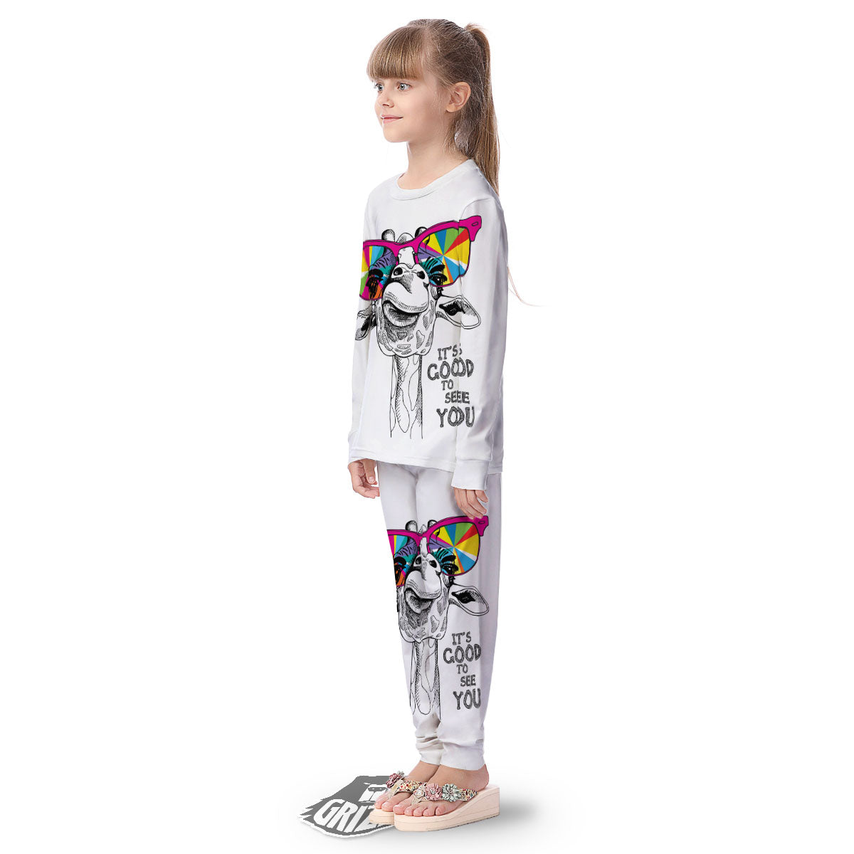 Giraffe Funny Print Kid's Pajamas-grizzshop