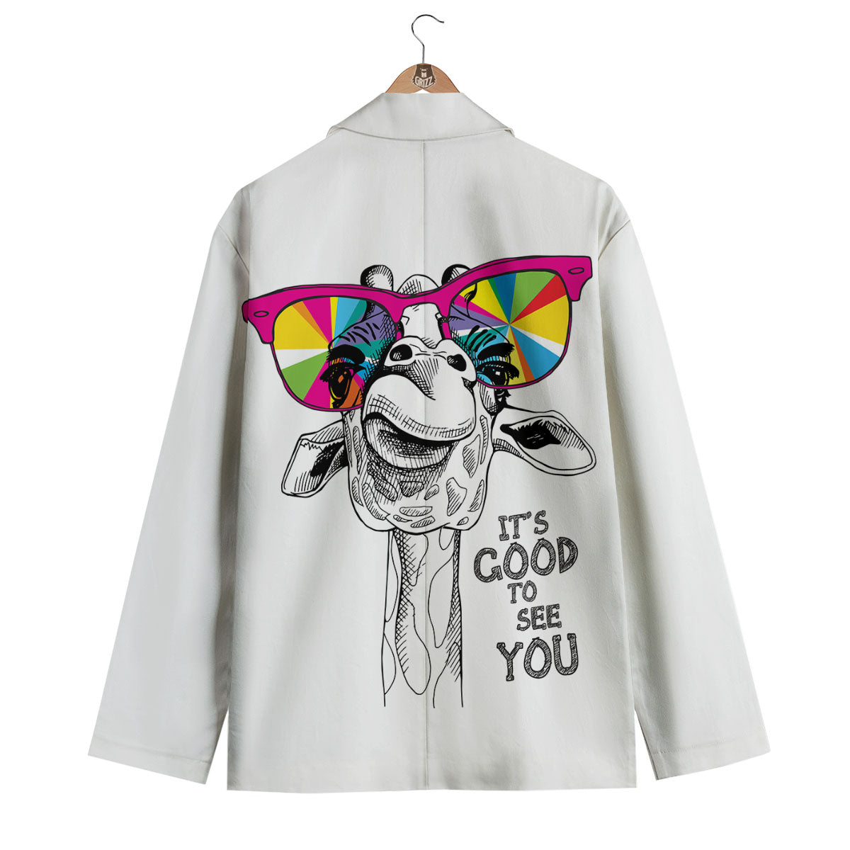Giraffe Funny Print Men's Blazer-grizzshop