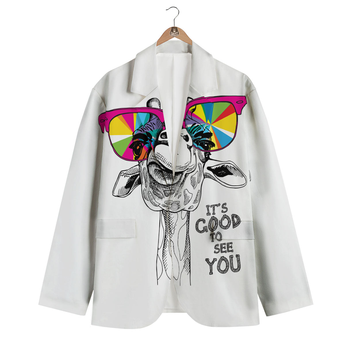 Giraffe Funny Print Men's Blazer-grizzshop