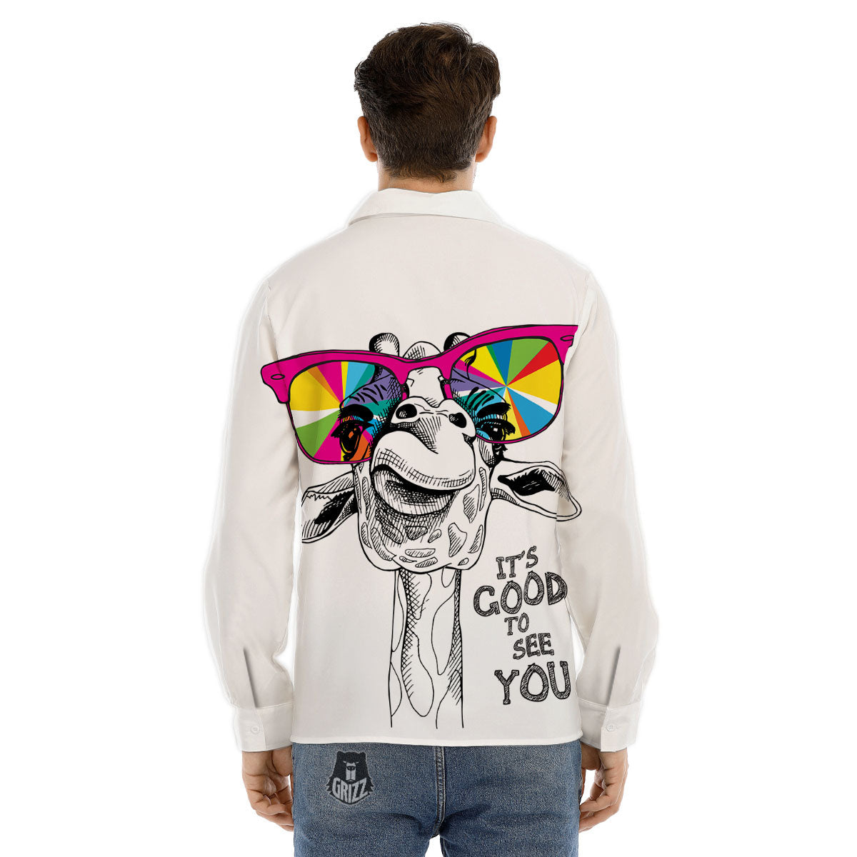 Giraffe Funny Print Men's Dress Shirts-grizzshop