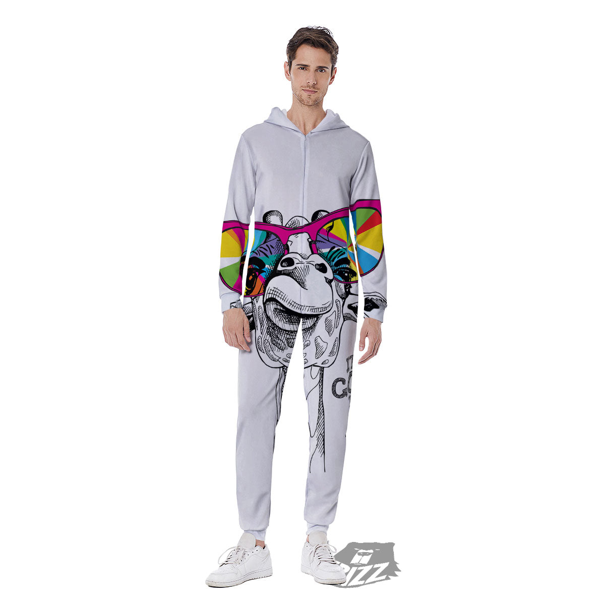 Giraffe Funny Print Men's Jumpsuit-grizzshop