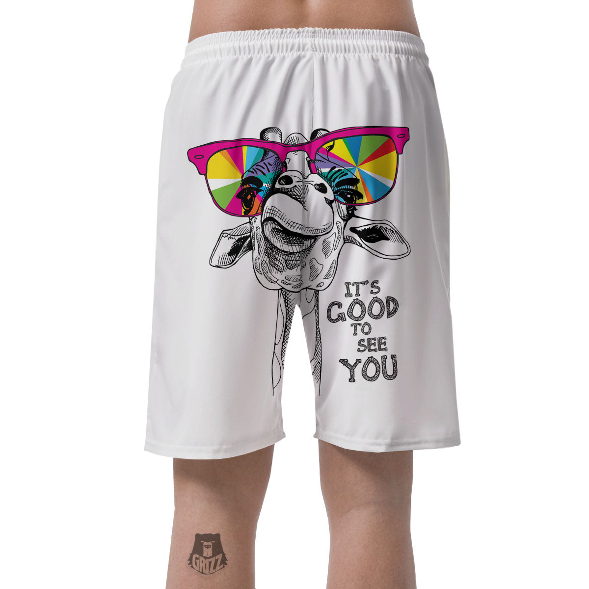 Giraffe Funny Print Men's Shorts-grizzshop
