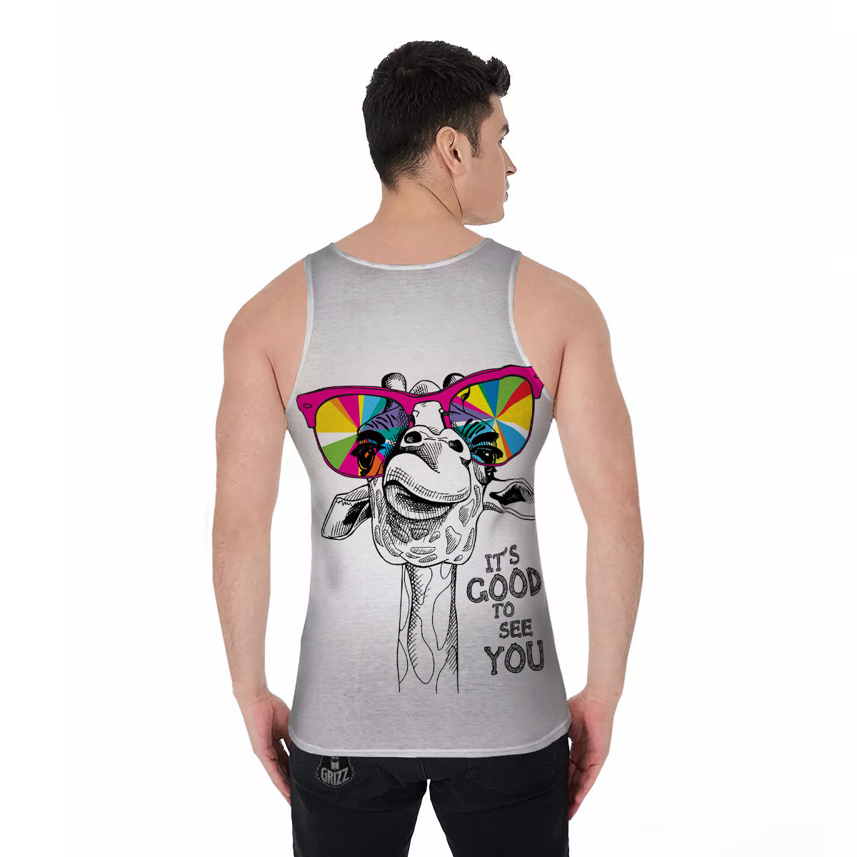 Giraffe Funny Print Men's Tank Top-grizzshop