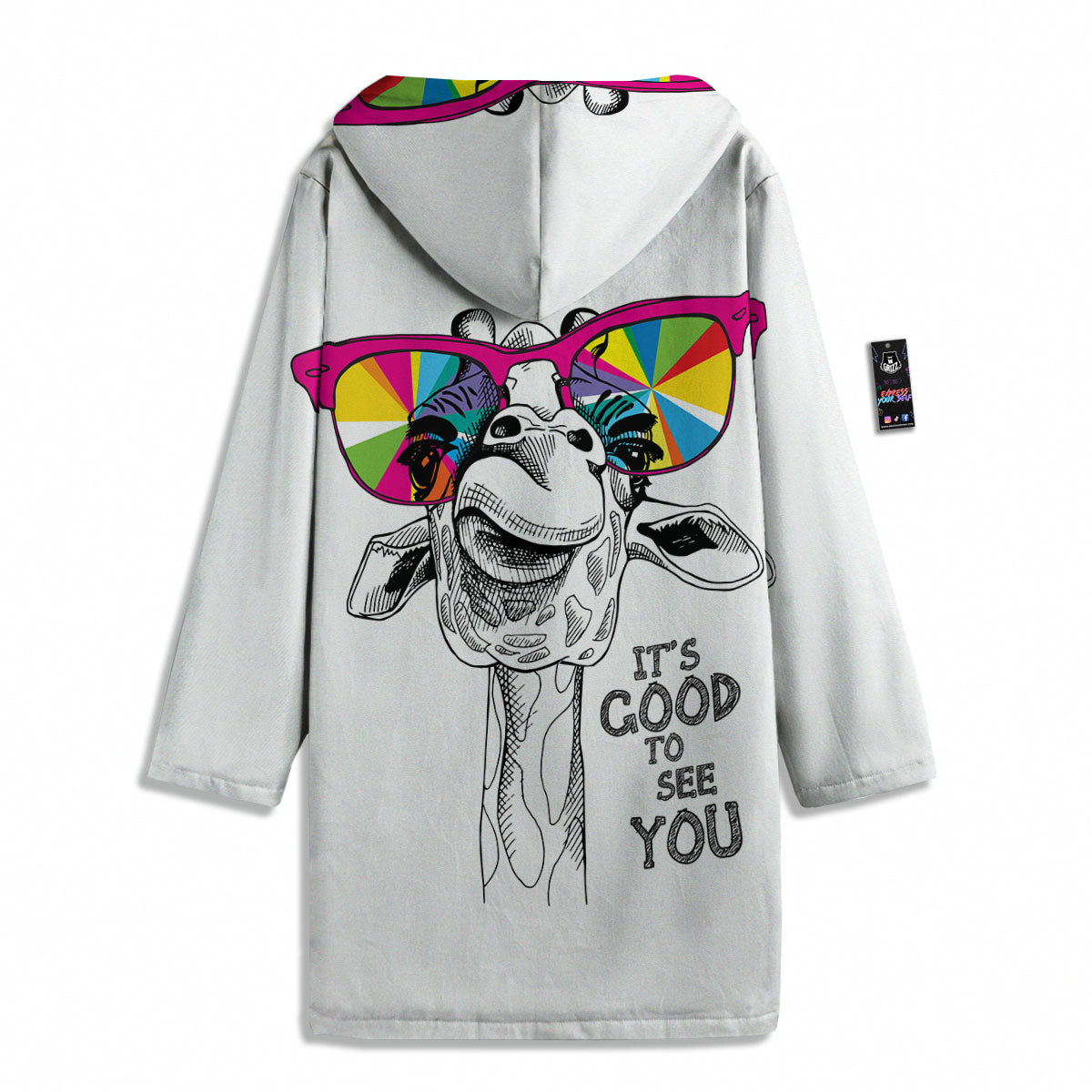 Giraffe Funny Print Men's Windbreaker Jacket-grizzshop