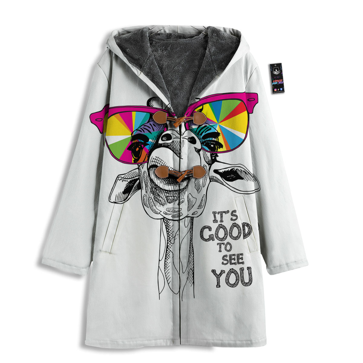 Giraffe Funny Print Men's Windbreaker Jacket-grizzshop
