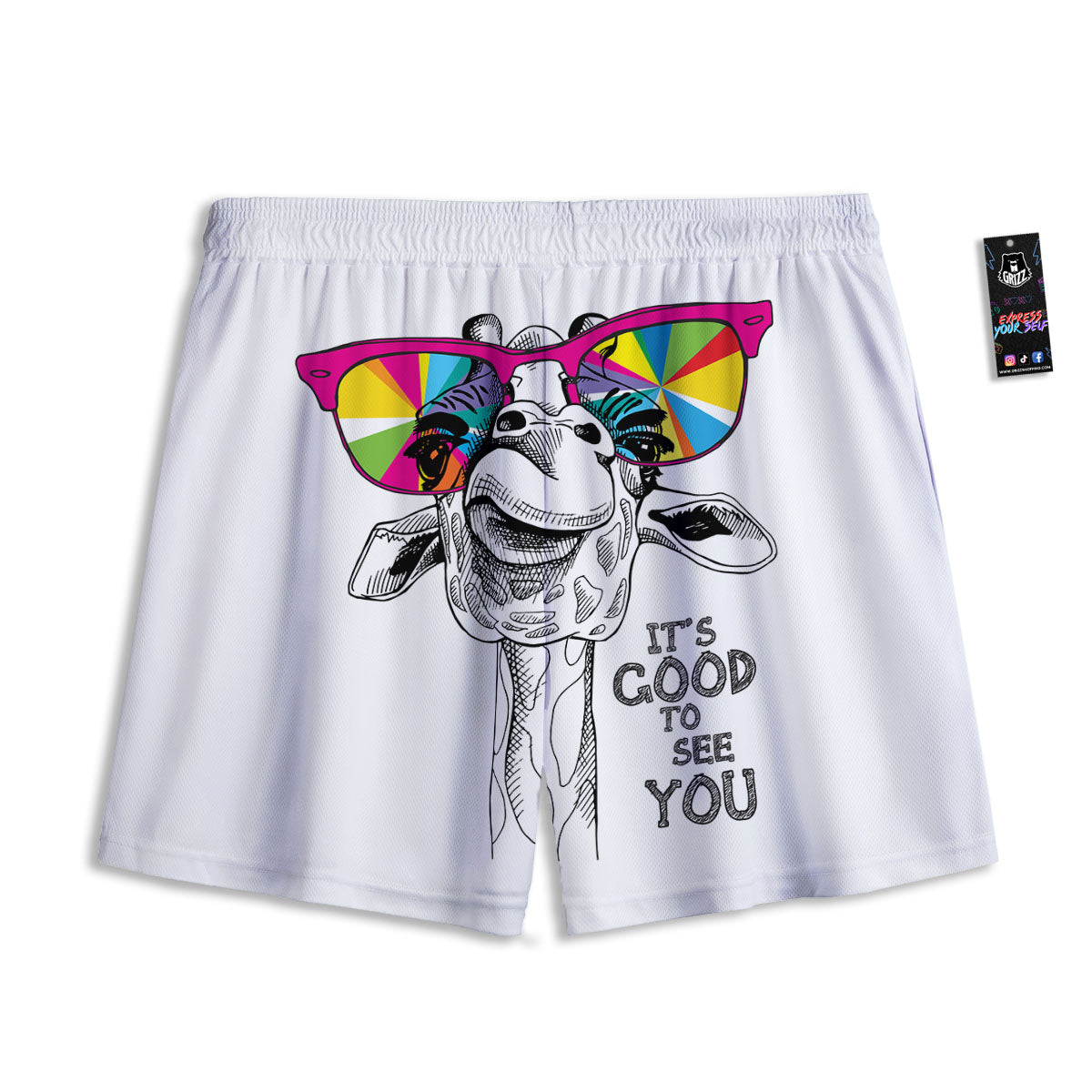 Giraffe Funny Print Mesh Shorts