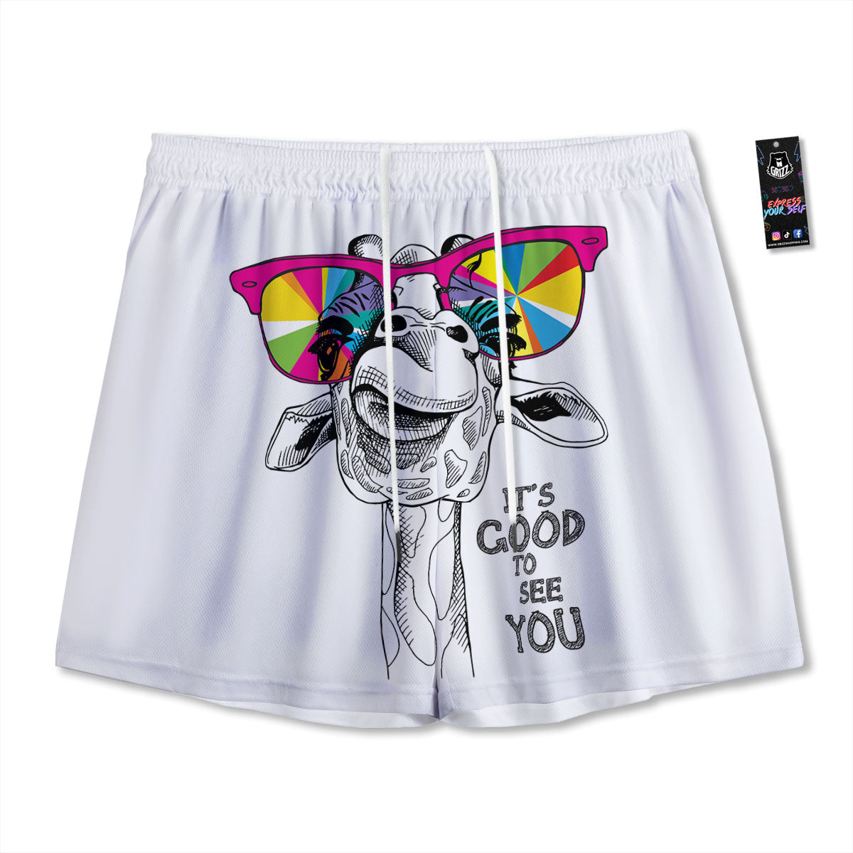 Giraffe Funny Print Mesh Shorts