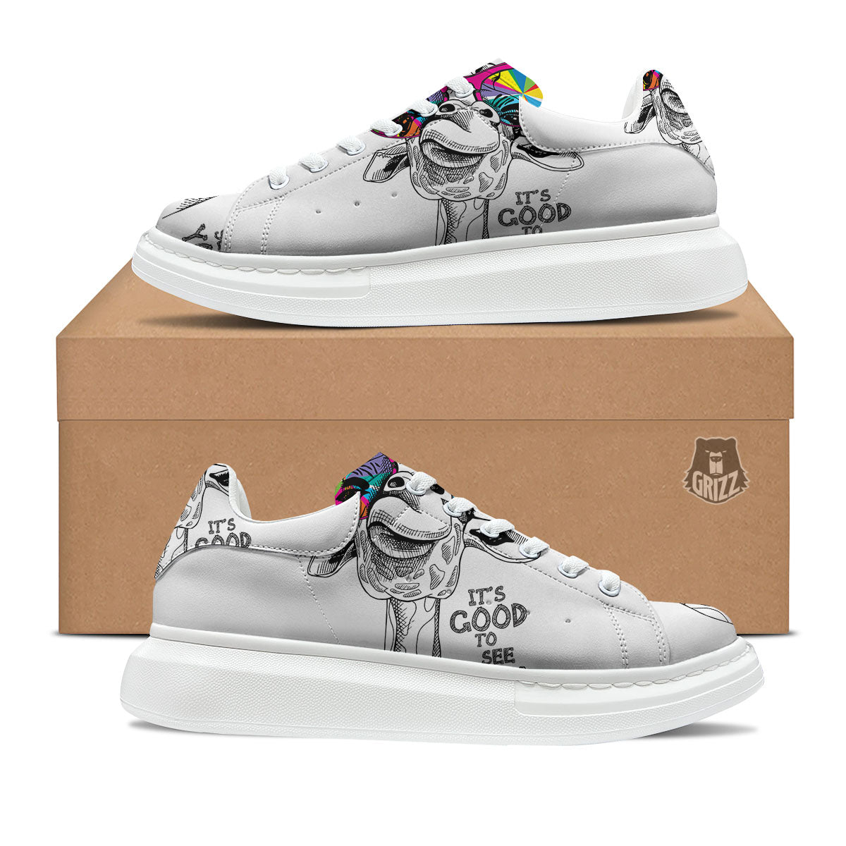 Giraffe Funny Print Platform Shoes-grizzshop