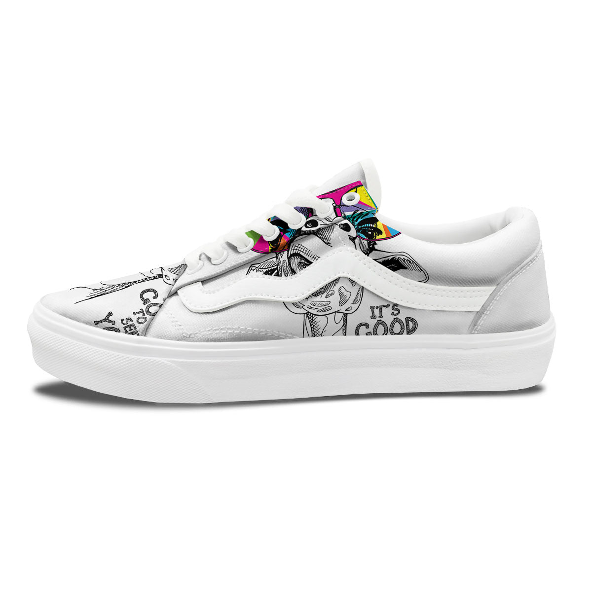 Giraffe Funny Print Skate Shoes-grizzshop
