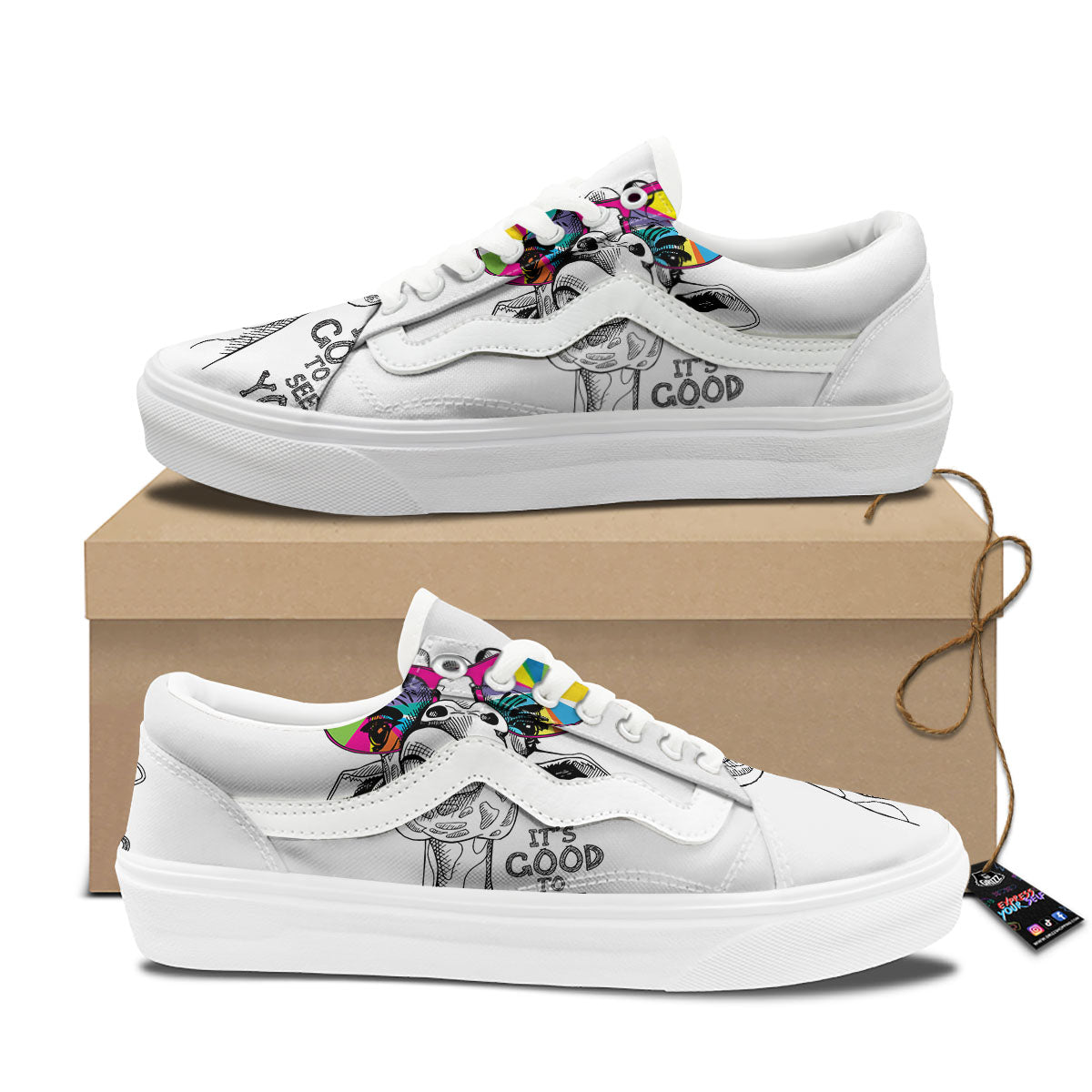 Giraffe Funny Print Skate Shoes-grizzshop