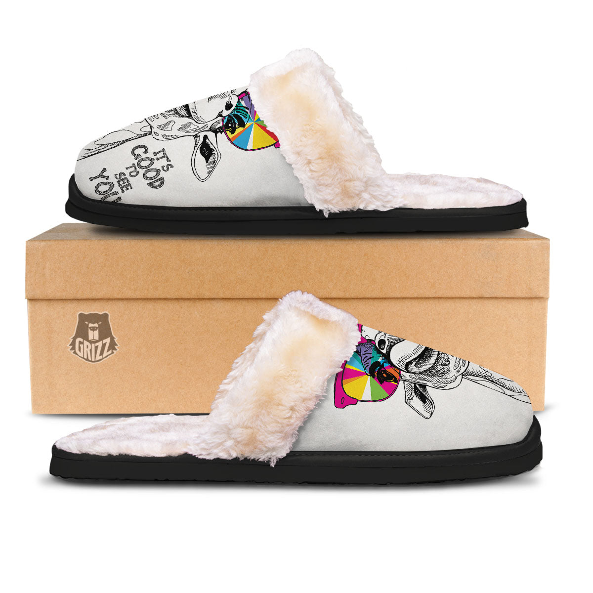 Giraffe Funny Print Slippers-grizzshop