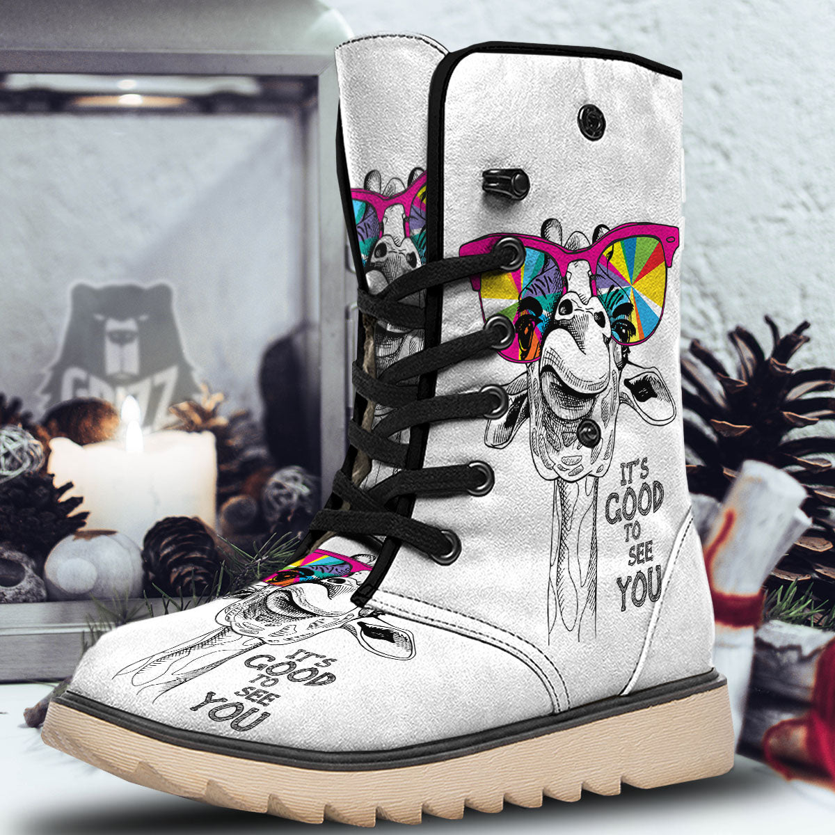 Giraffe Funny Print Snow Boots-grizzshop