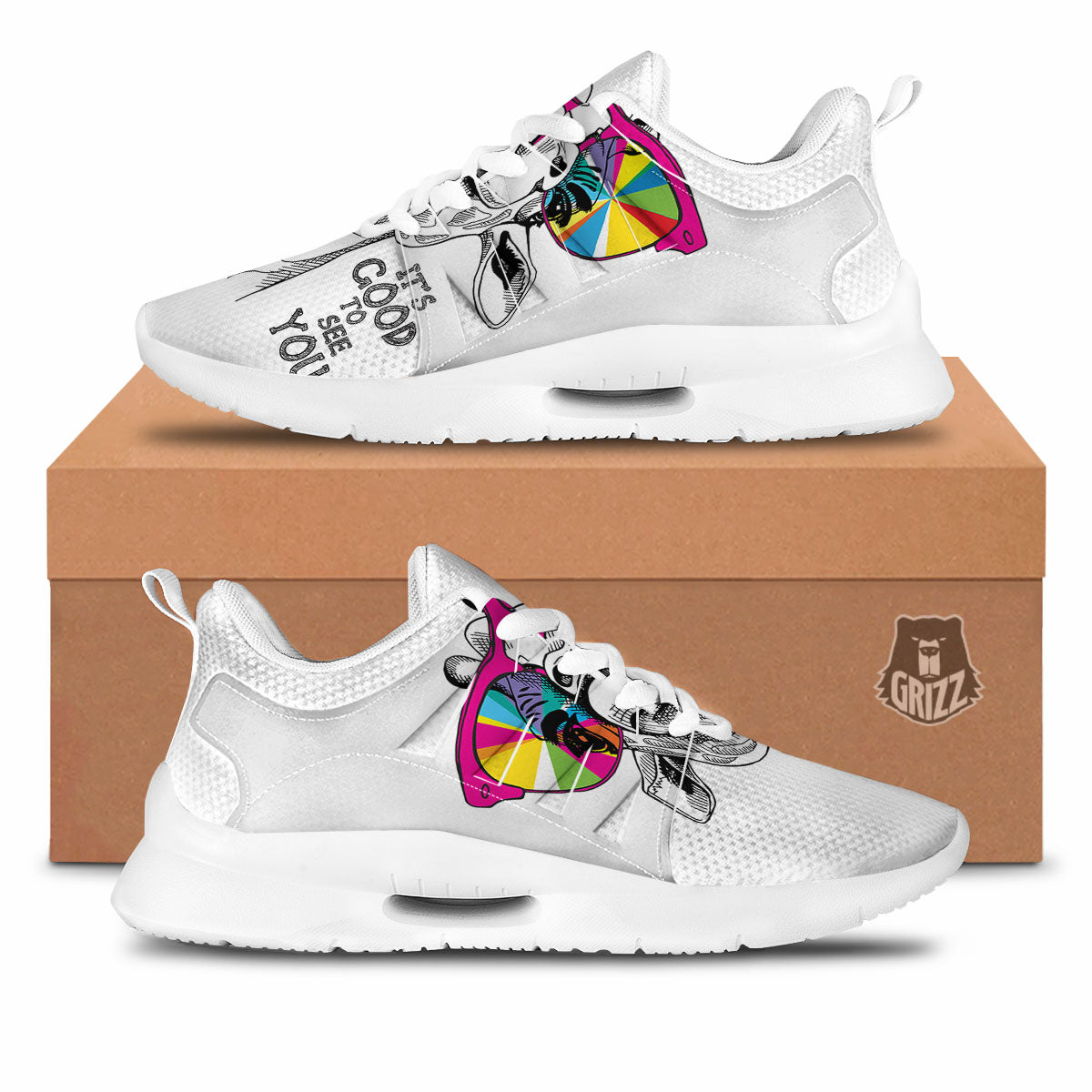 Giraffe Funny Print Tennis Shoes-grizzshop