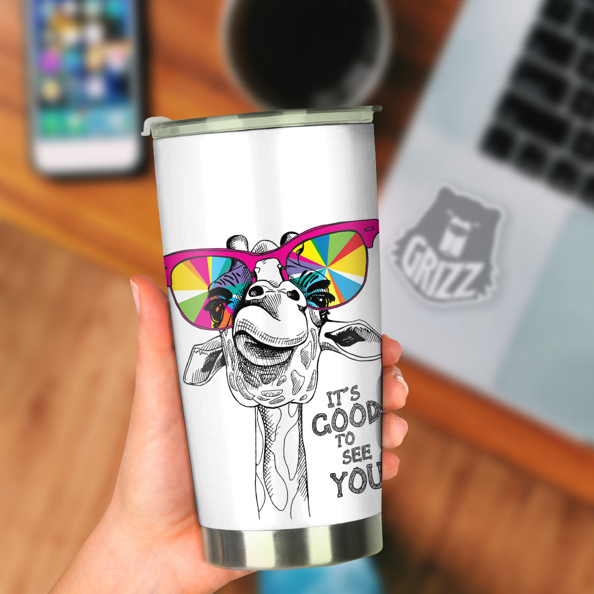 Giraffe Funny Print Tumbler-grizzshop