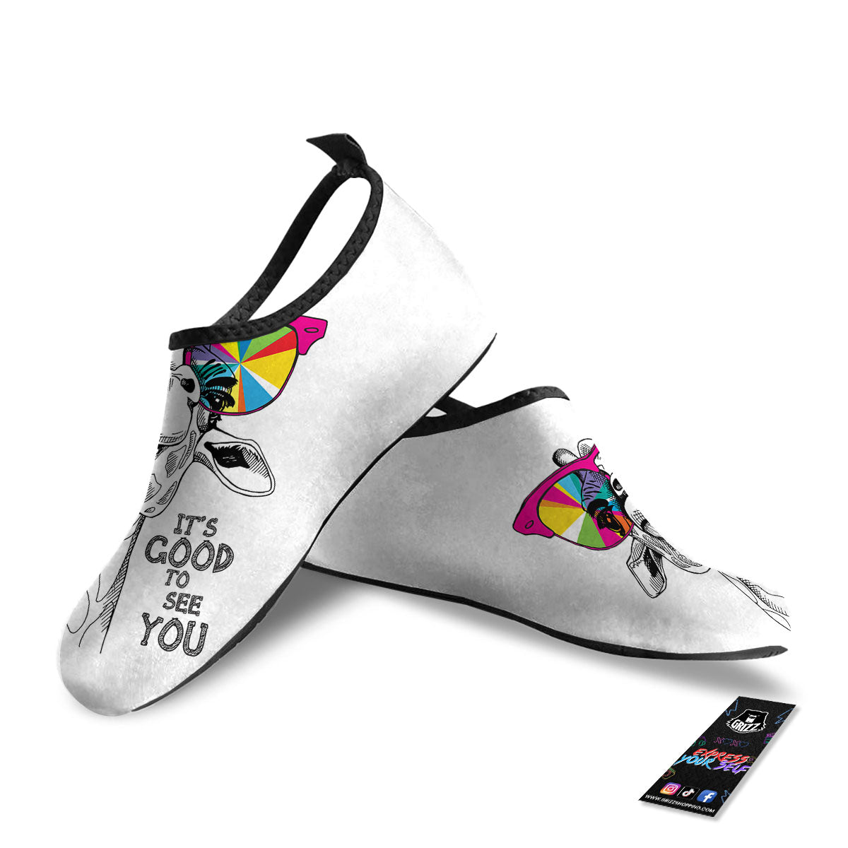 Giraffe Funny Print Water Shoes-grizzshop