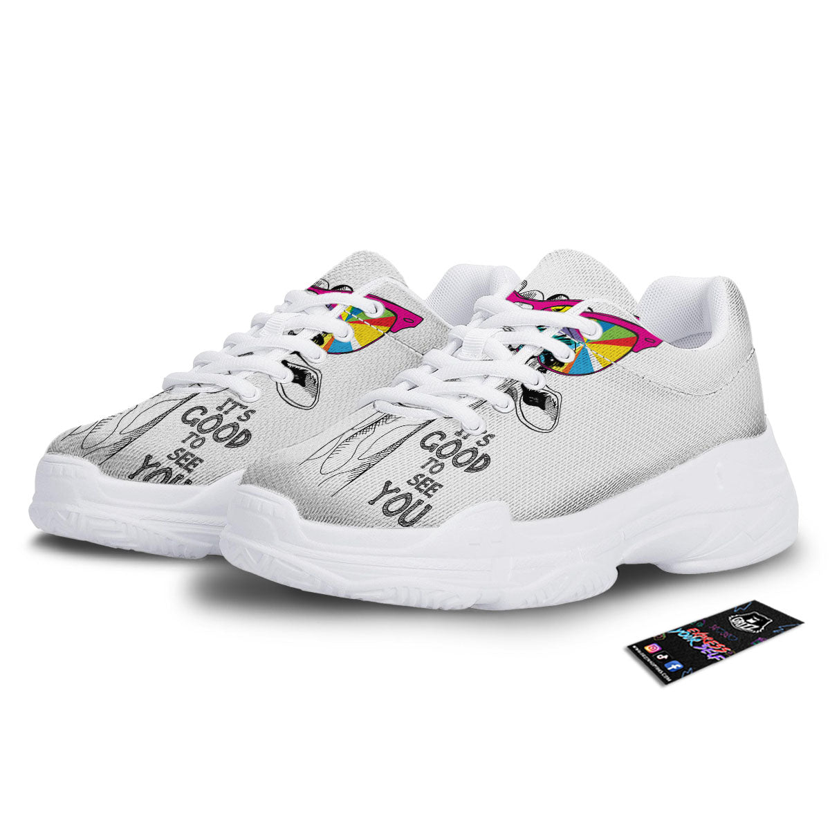 Giraffe Funny Print White Chunky Shoes-grizzshop