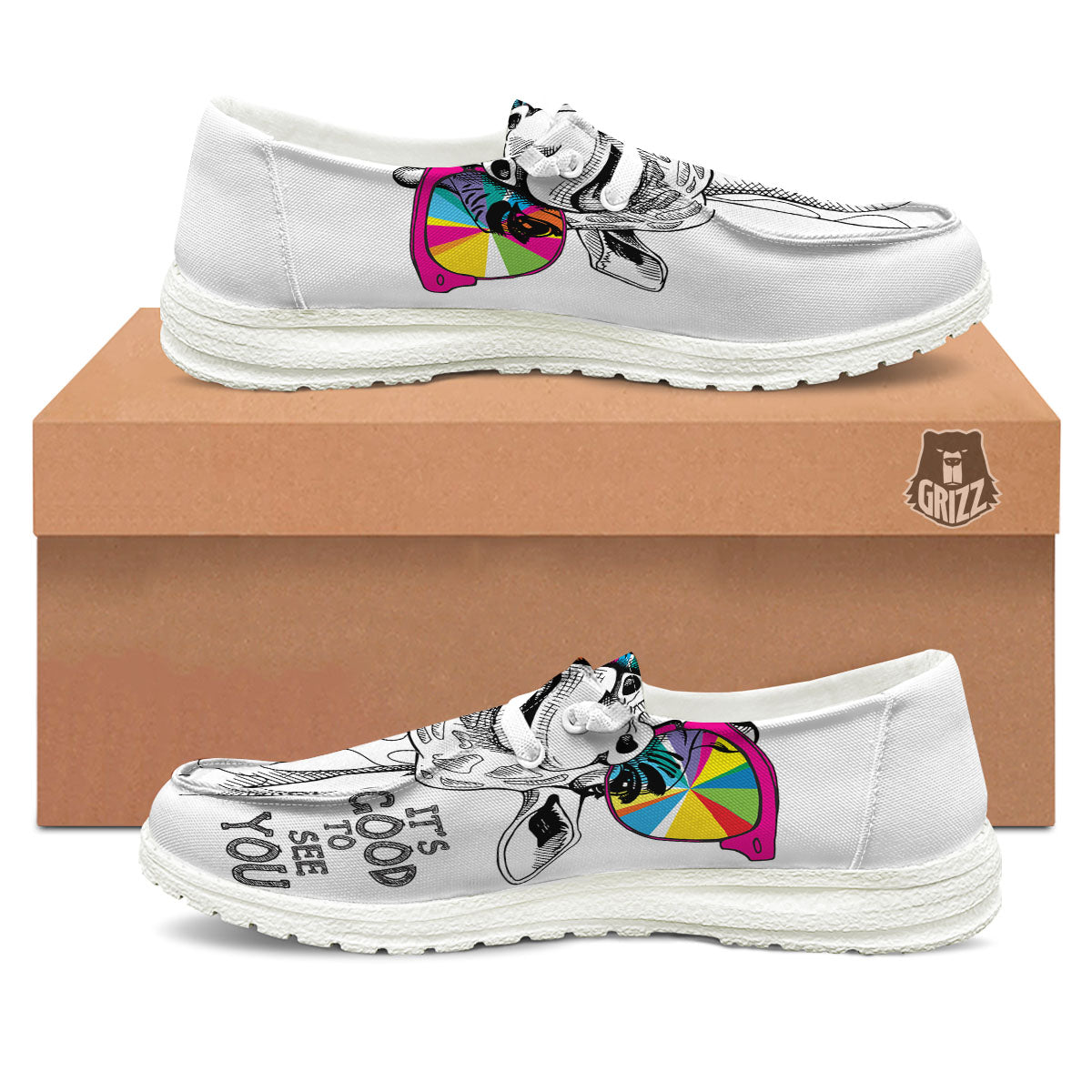 Giraffe Funny Print White Loafers-grizzshop