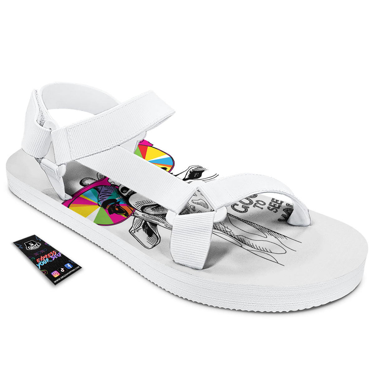 Giraffe Funny Print White Open Toe Sandals-grizzshop