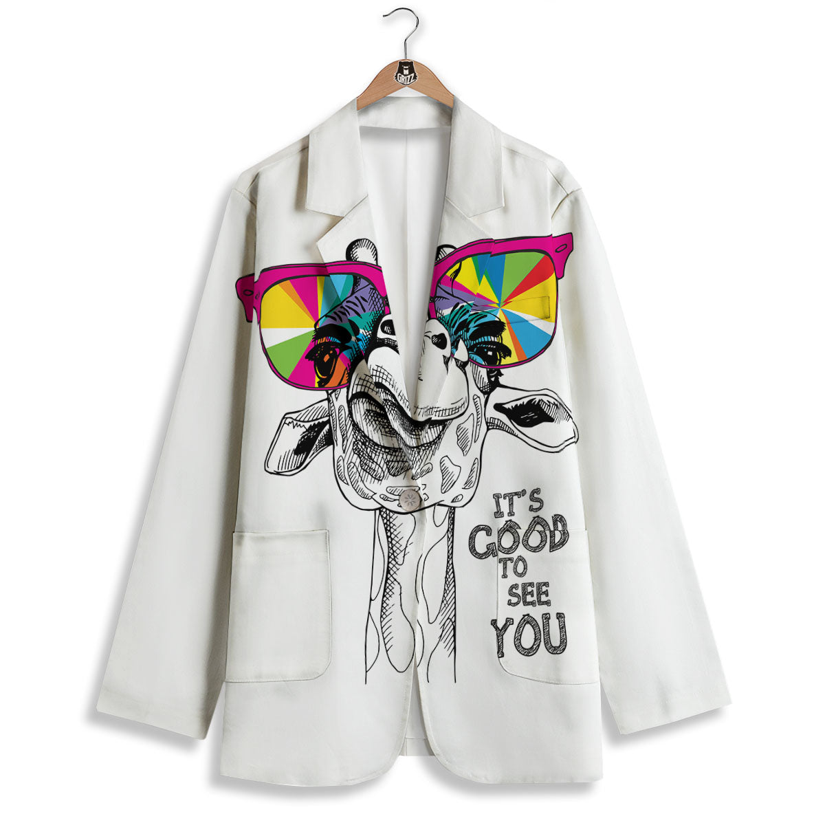 Giraffe Funny Print Women's Blazer-grizzshop