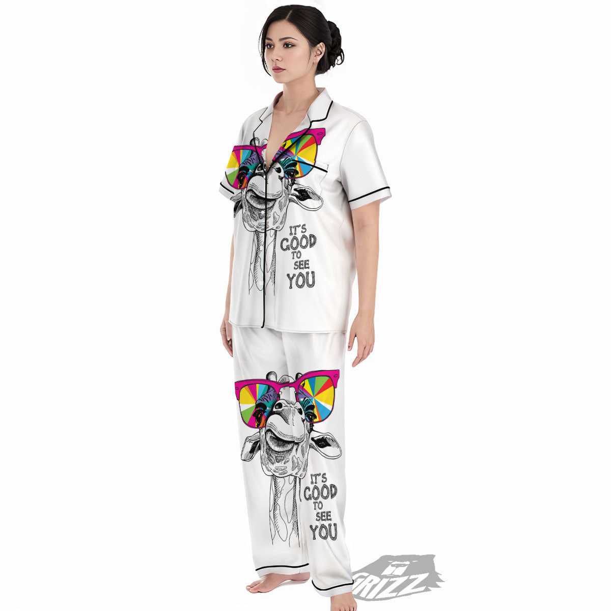 Giraffe Funny Print Women's Pajamas Set-grizzshop