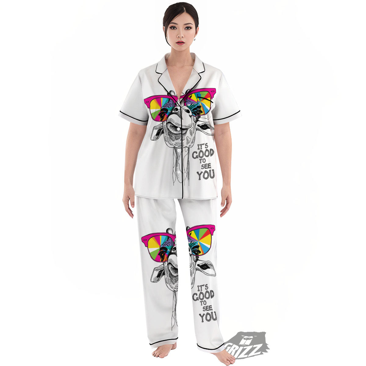 Giraffe Funny Print Women's Pajamas Set-grizzshop
