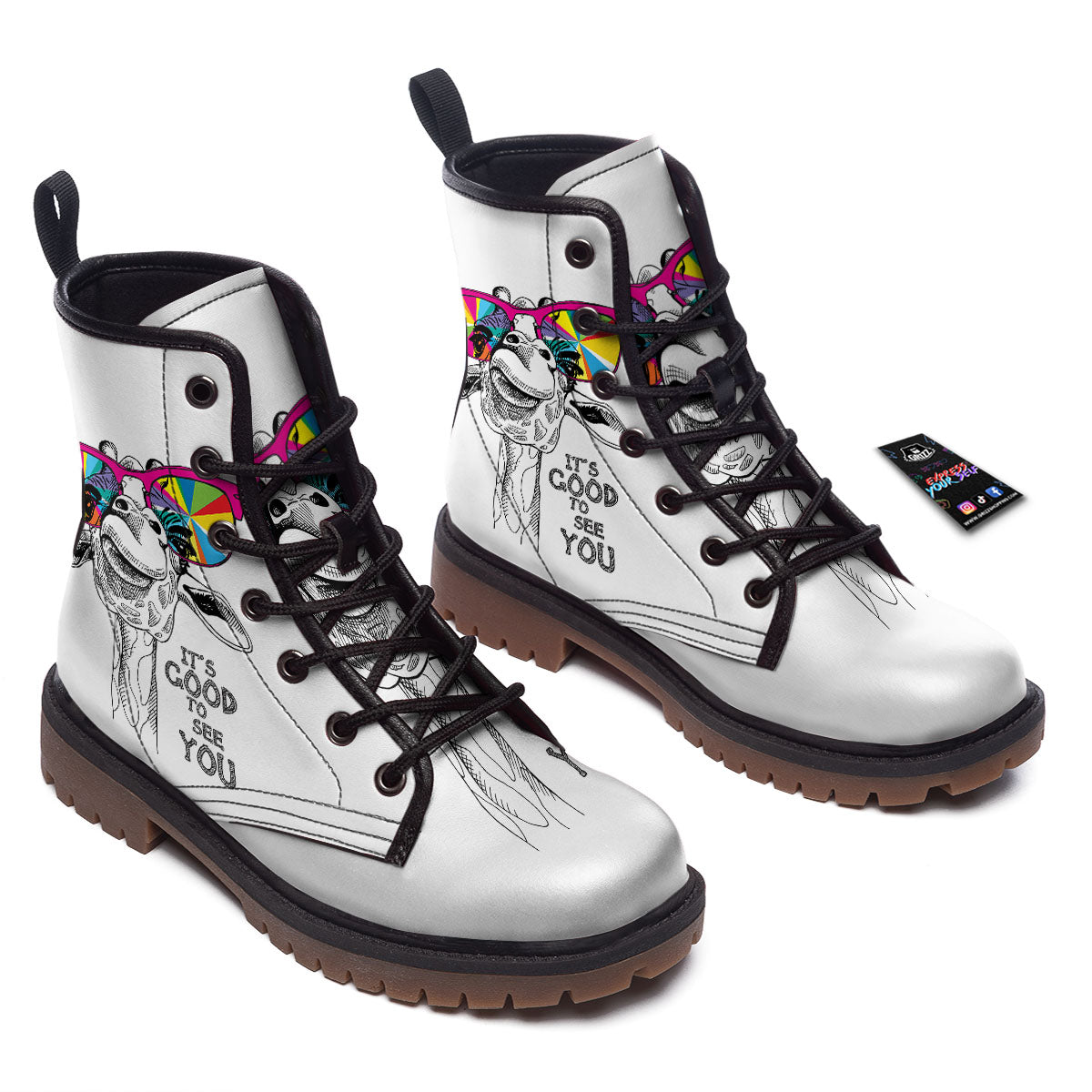 Giraffe Funny Print Work Boots-grizzshop