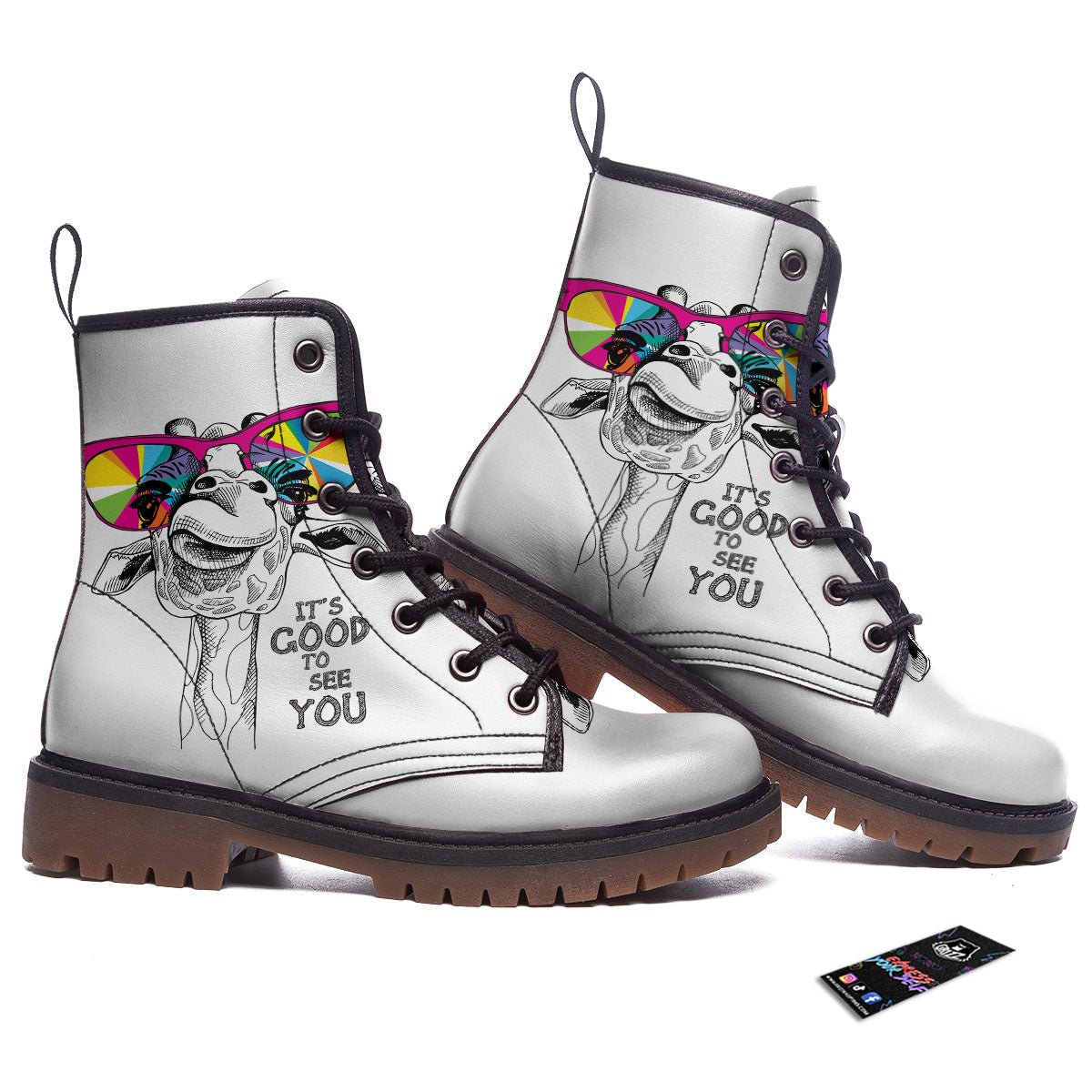 Giraffe Funny Print Work Boots-grizzshop