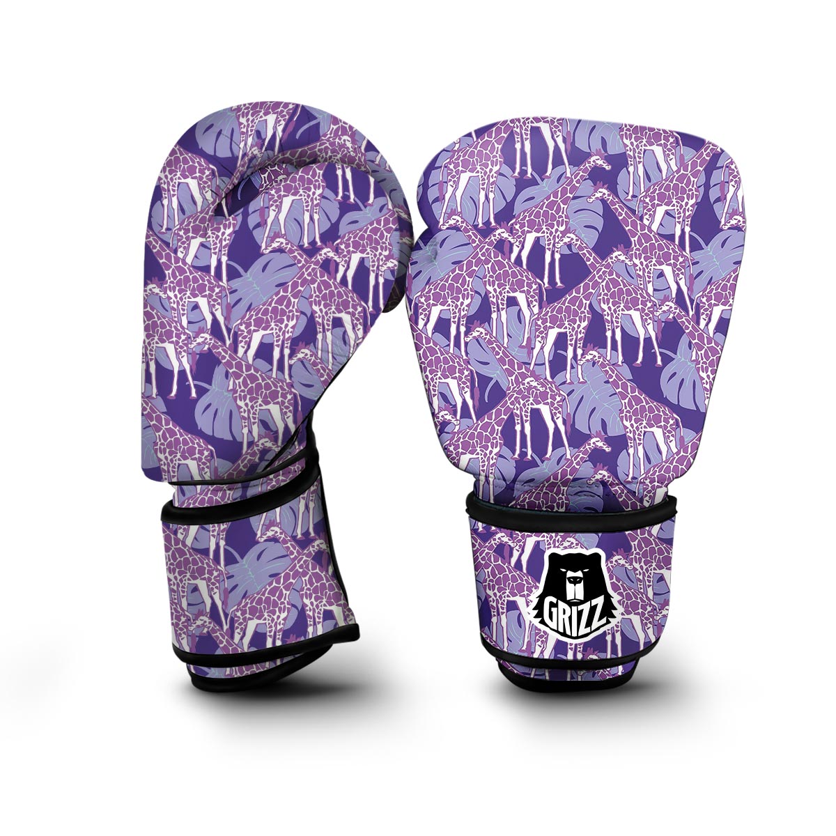 Giraffe Purple Pattern Print Boxing Gloves-grizzshop