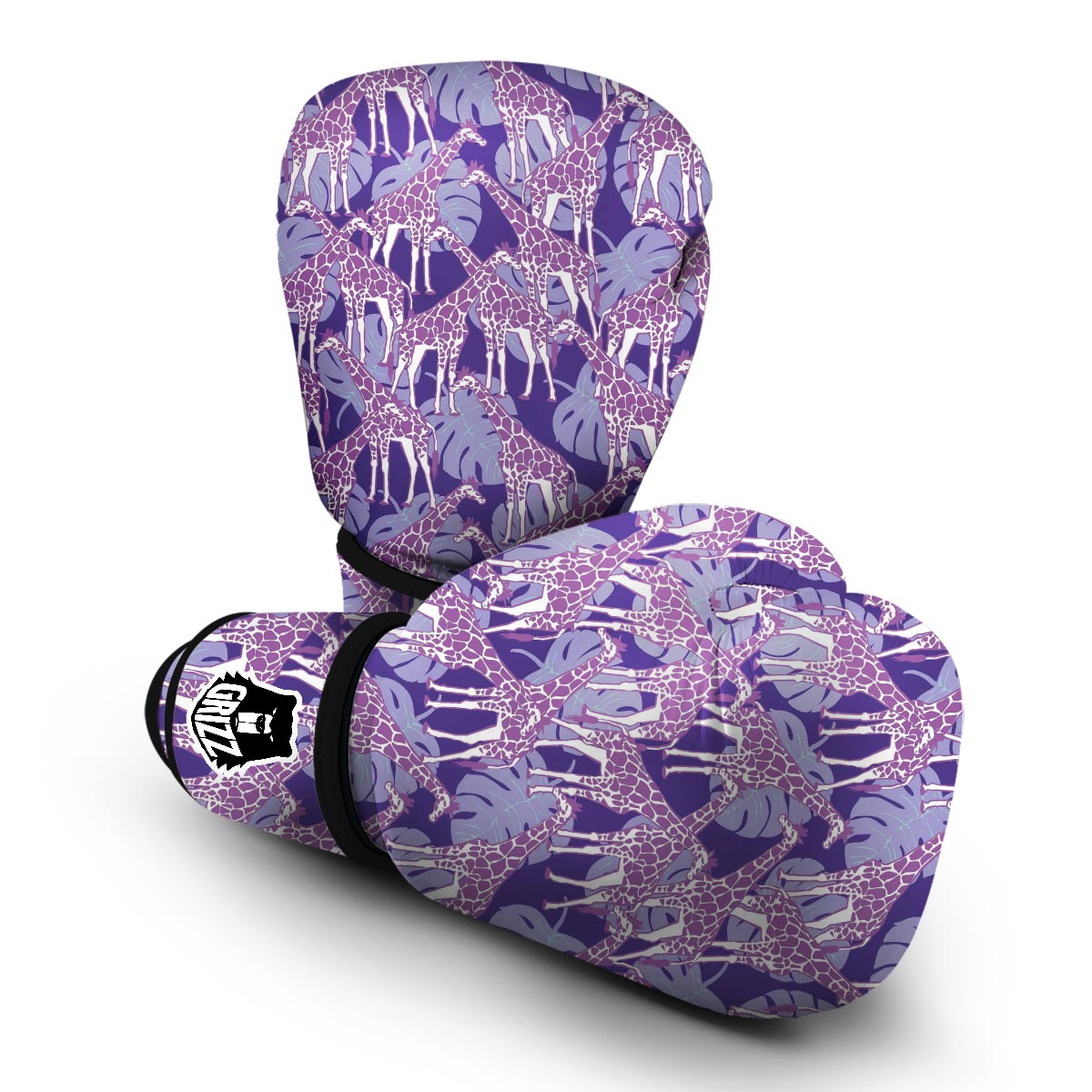 Giraffe Purple Pattern Print Boxing Gloves-grizzshop
