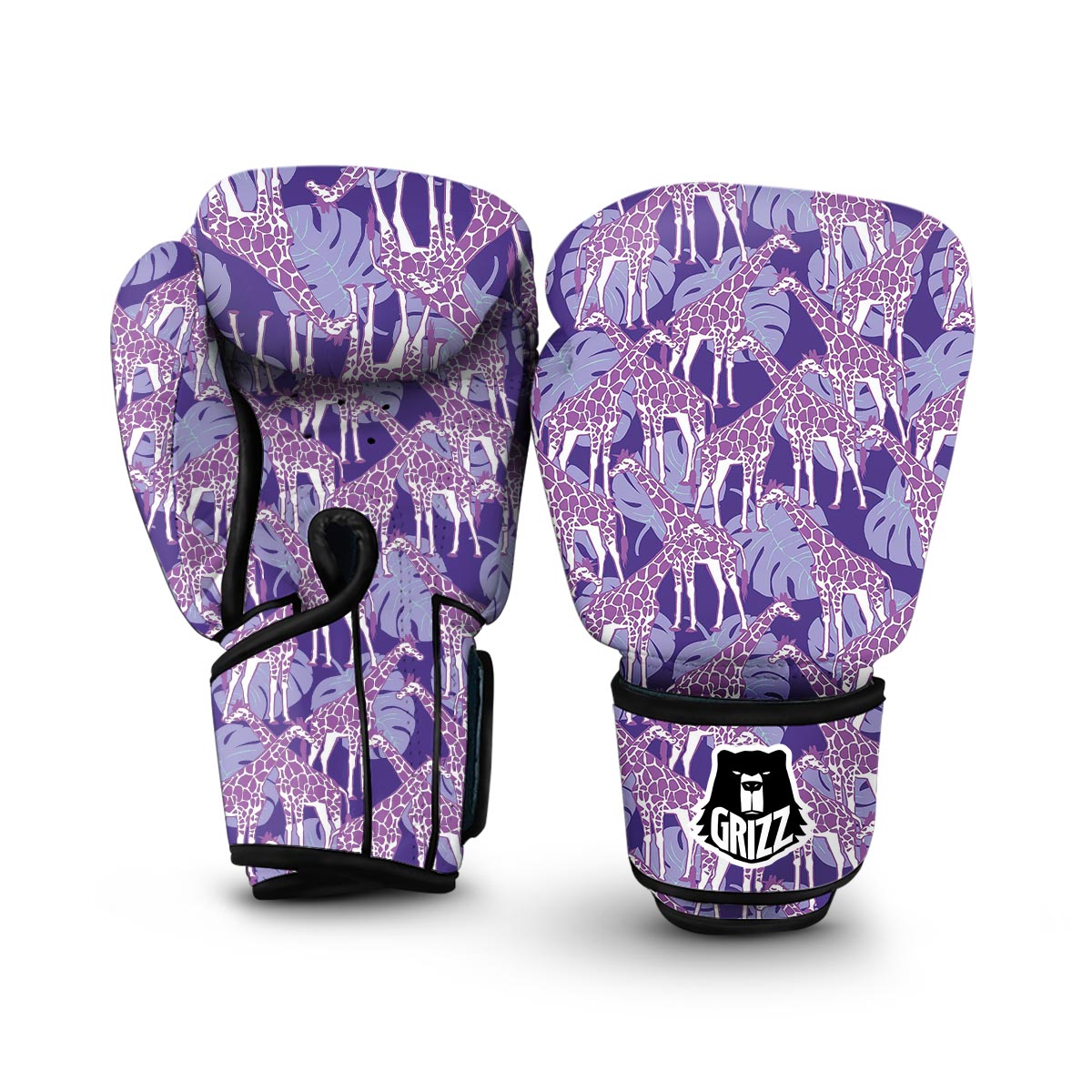 Giraffe Purple Pattern Print Boxing Gloves-grizzshop