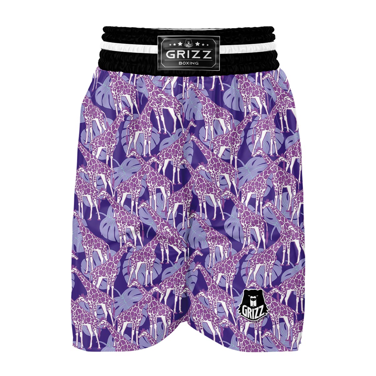 Giraffe Purple Pattern Print Boxing Shorts-grizzshop