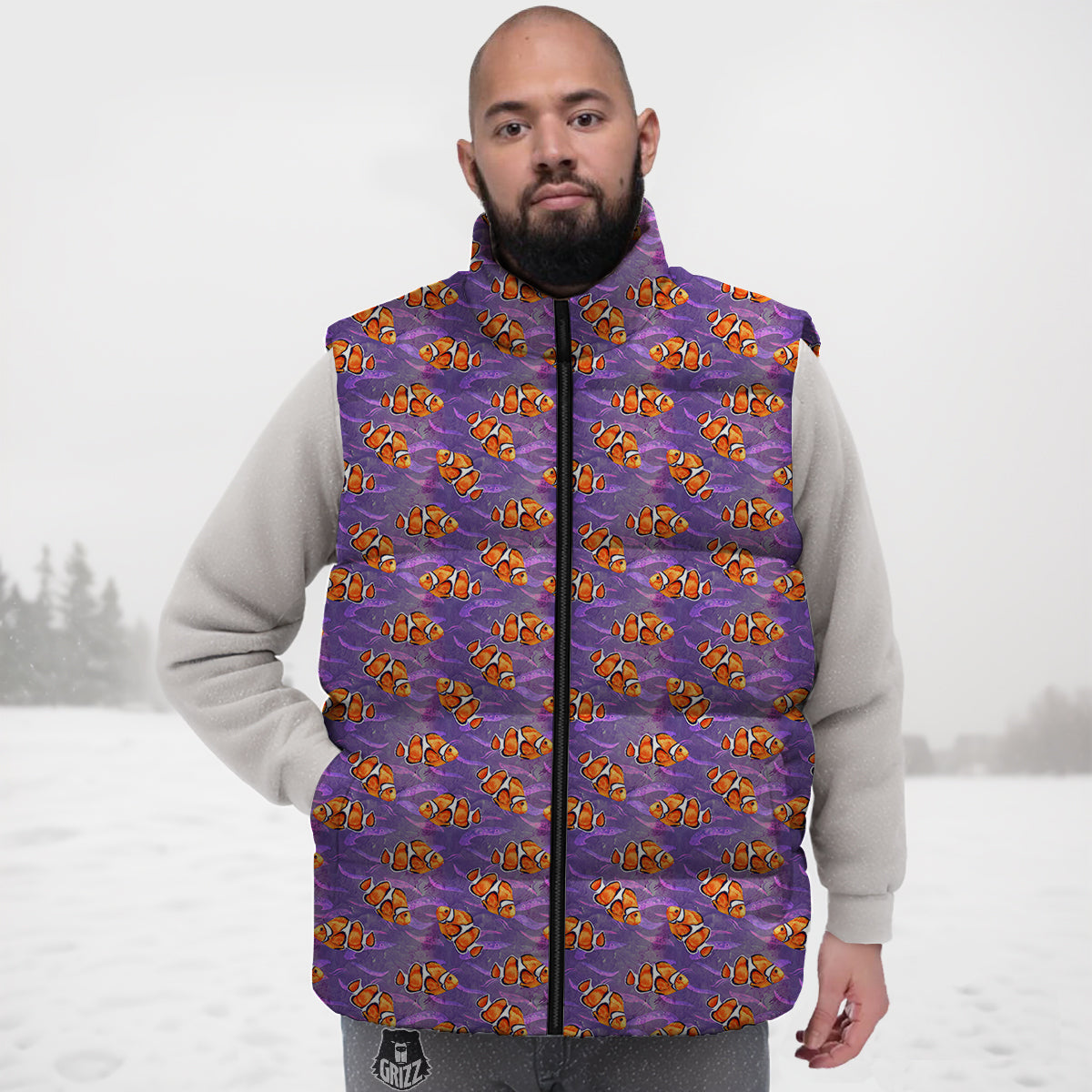 Giraffe Purple Pattern Print Down Vest