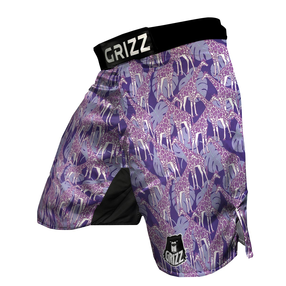 Giraffe Purple Pattern Print MMA Shorts-grizzshop
