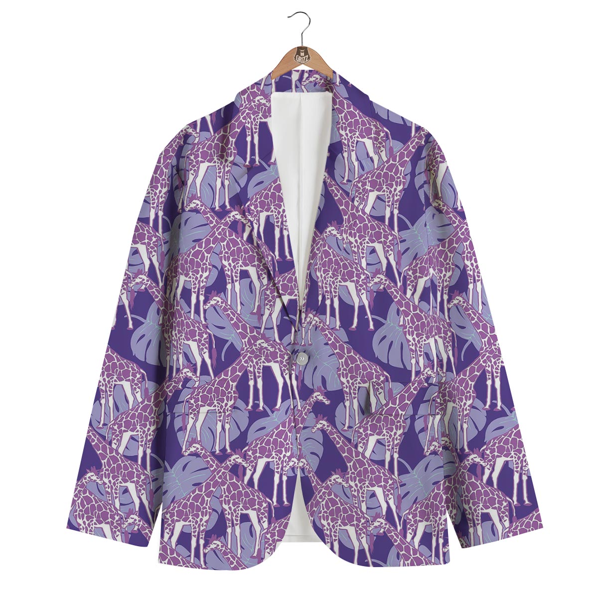 Giraffe Purple Pattern Print Men's Blazer-grizzshop