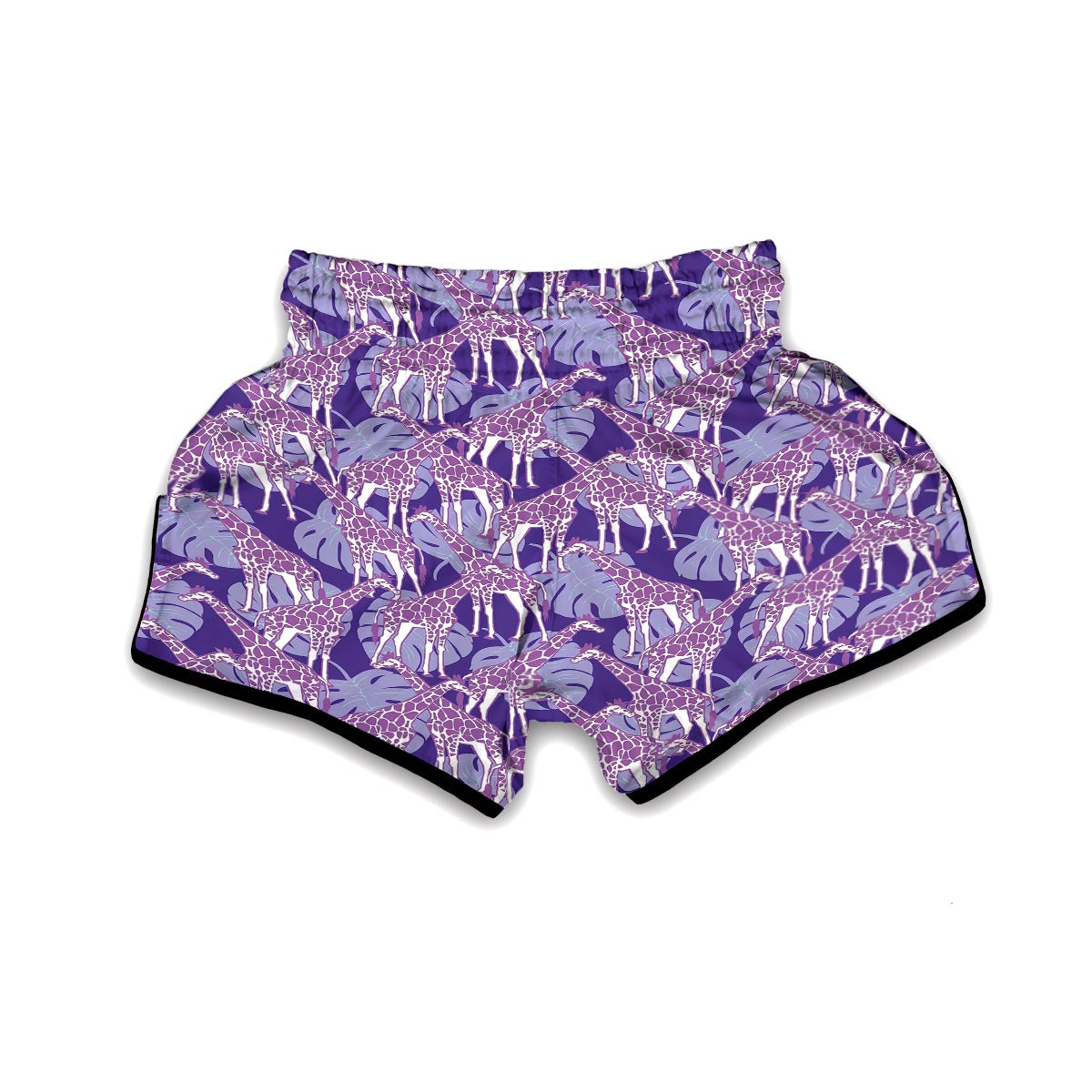 Giraffe Purple Pattern Print Muay Thai Boxing Shorts-grizzshop