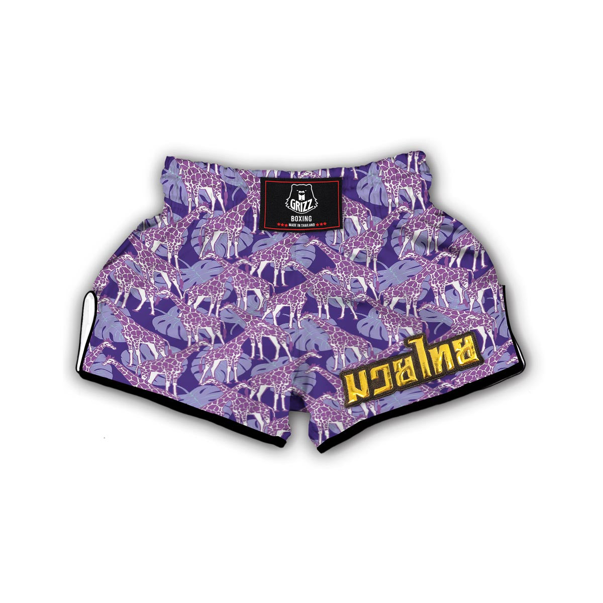 Giraffe Purple Pattern Print Muay Thai Boxing Shorts-grizzshop
