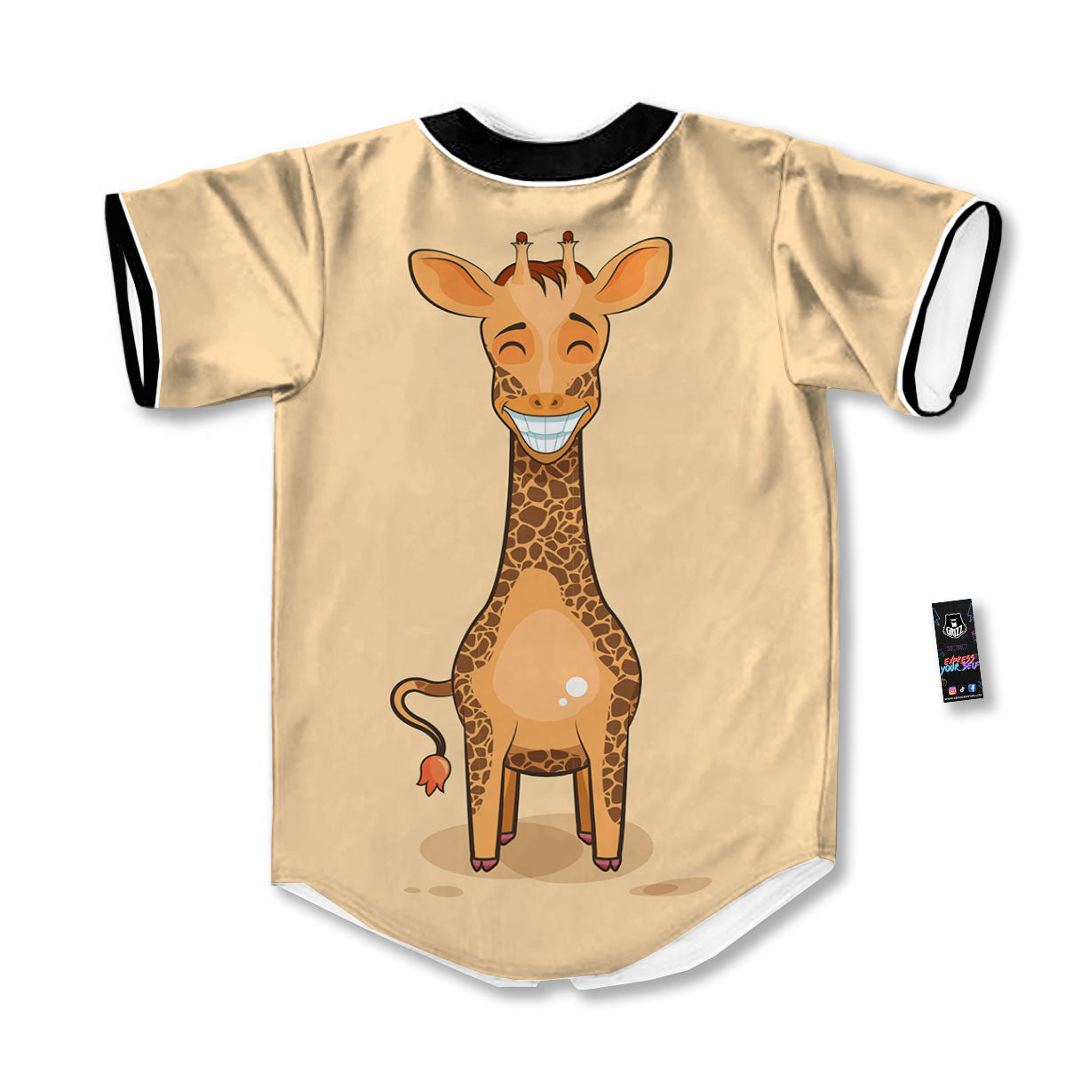 Giraffe Smiley Face Print Baseball Jersey-grizzshop
