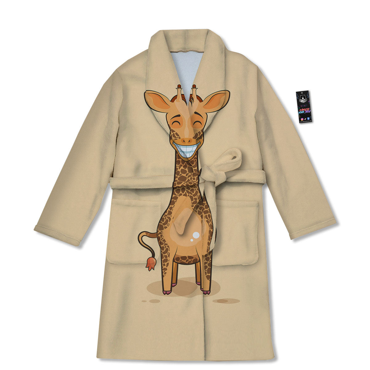 Giraffe Smiley Face Print Bathrobe-grizzshop