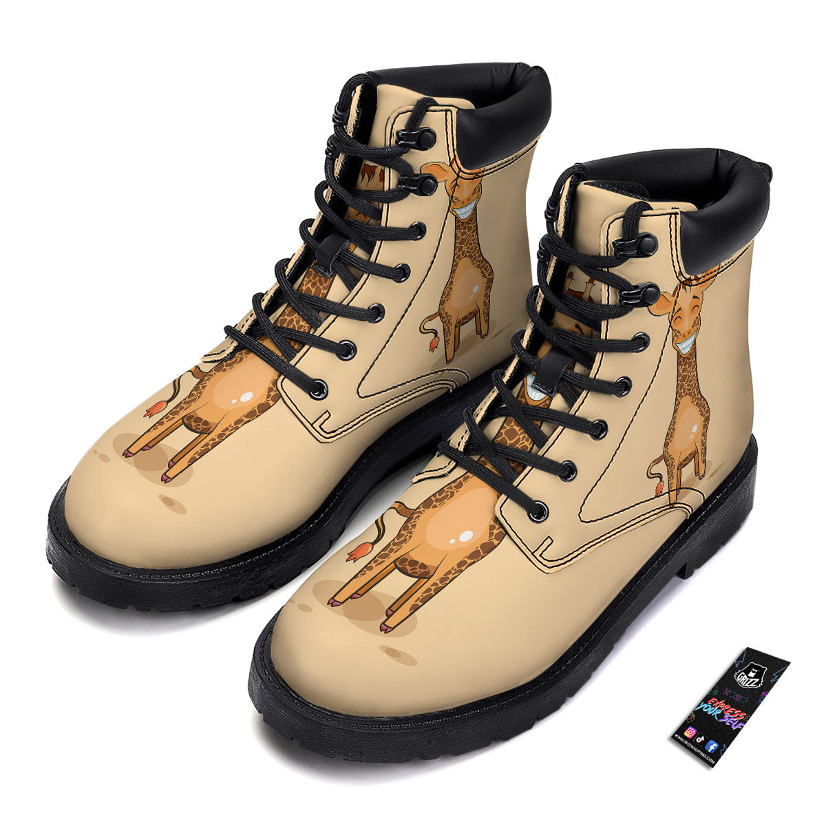 Giraffe Smiley Face Print Boots-grizzshop