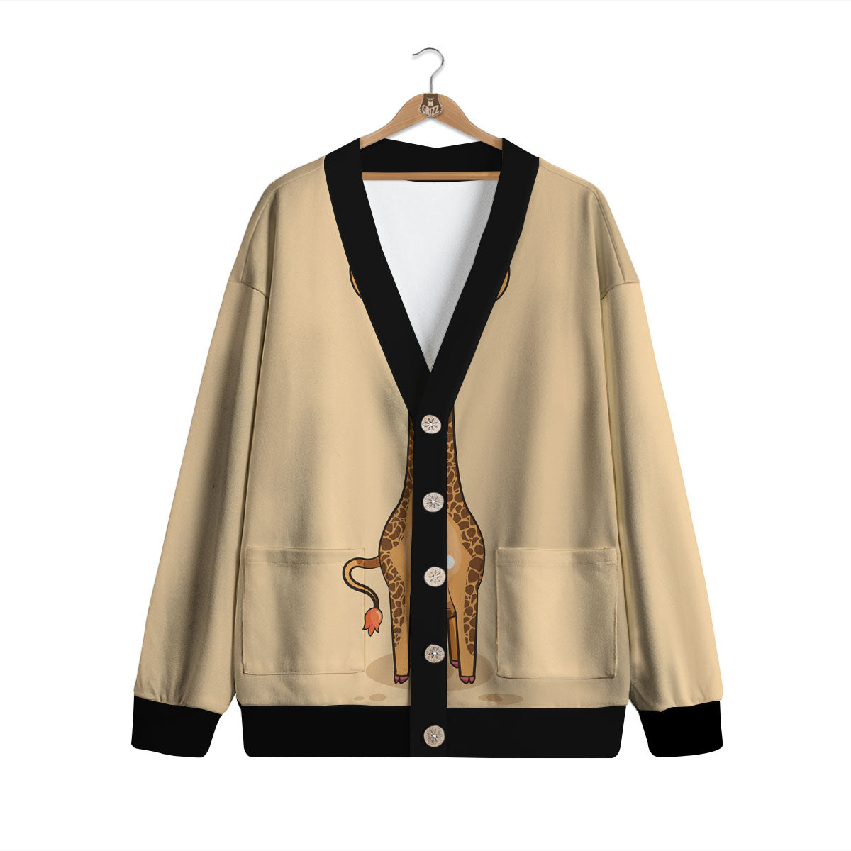 Giraffe Smiley Face Print Cardigan-grizzshop