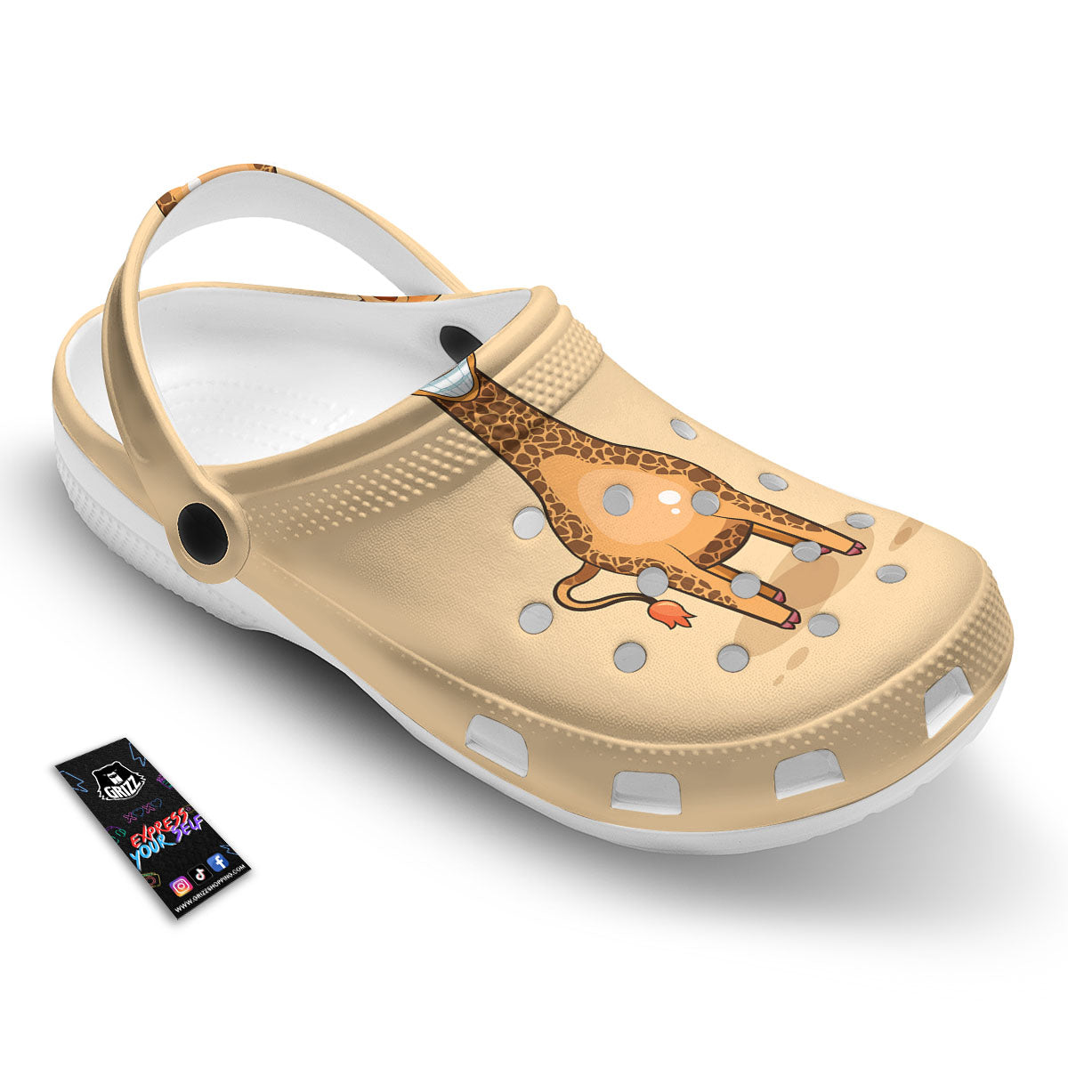 Giraffe Smiley Face Print Clog-grizzshop