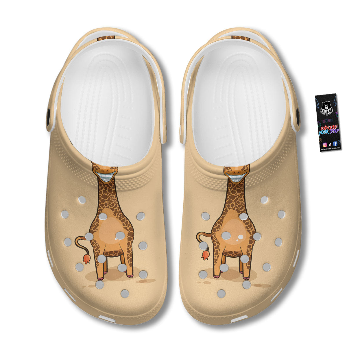 Giraffe Smiley Face Print Clog-grizzshop